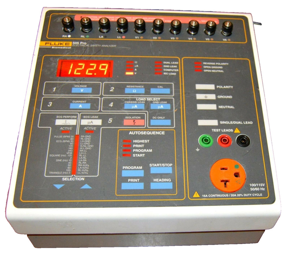 Fluke 505 PRO Electrical Safety Analyzer w/ Manual Bio-Tek 505PRO