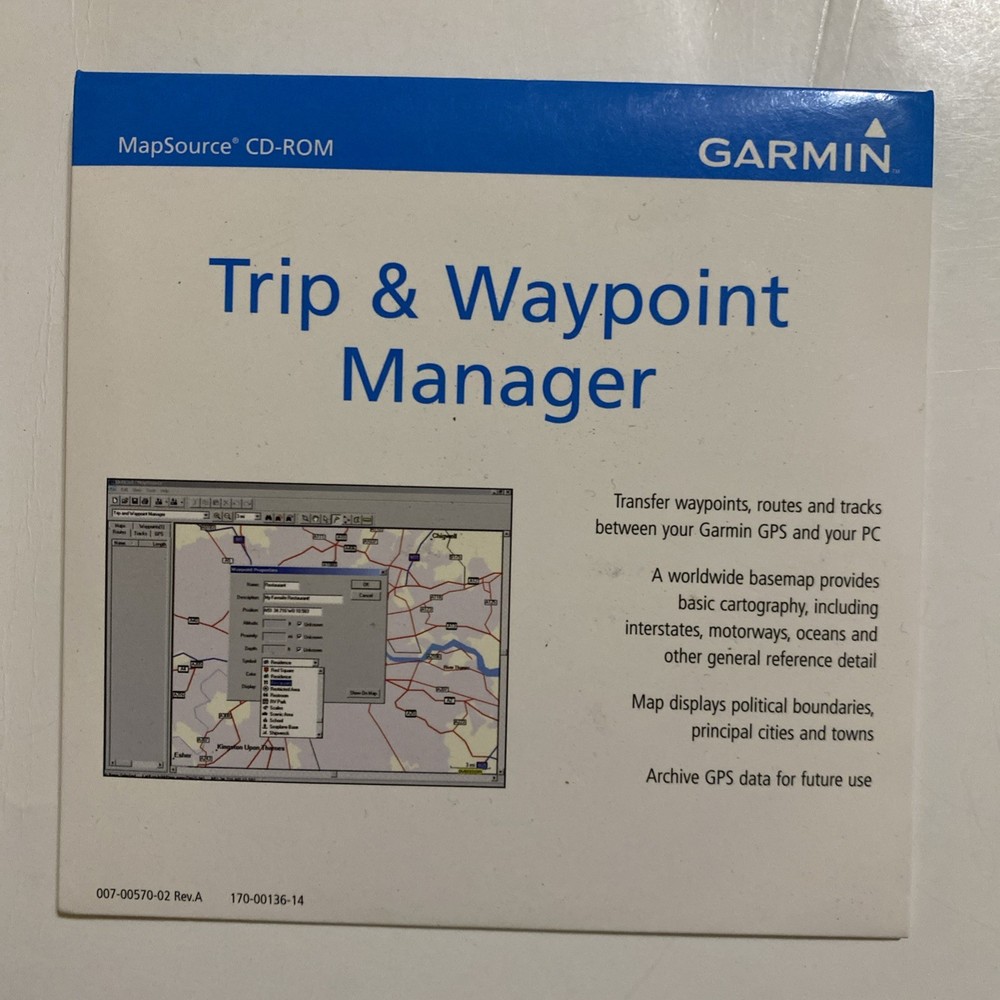 Garmin MapSource Trip Waypoint Manager CD v5.0 Windows 2000 XP 7