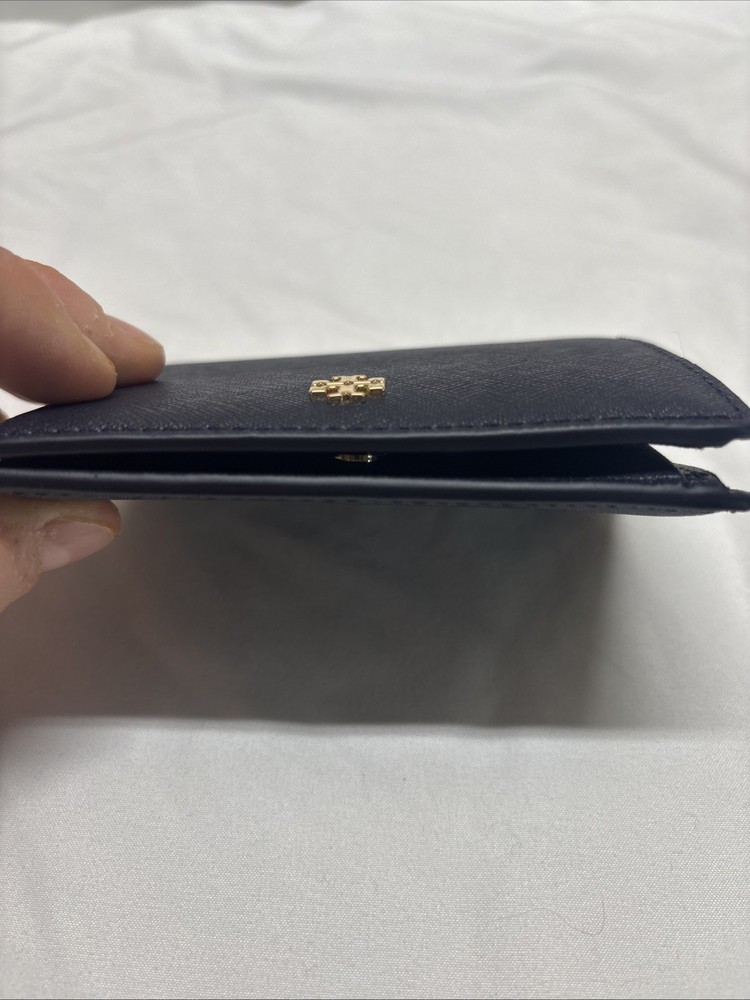 Tory Burch Navy Leather Emerson Mini Wallet