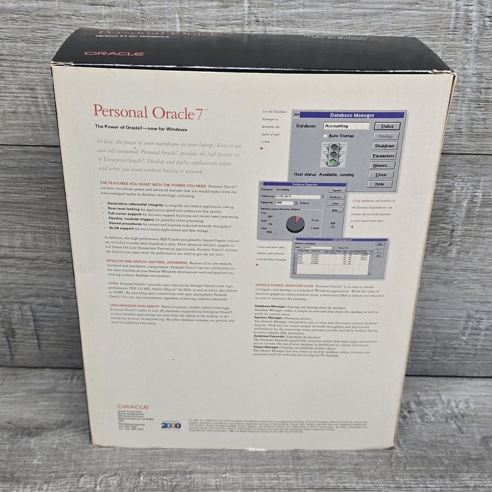 Personal Oracle 7 ~ Version 7.1 Windows Architecture Oracle Workgroup 2000~ New!