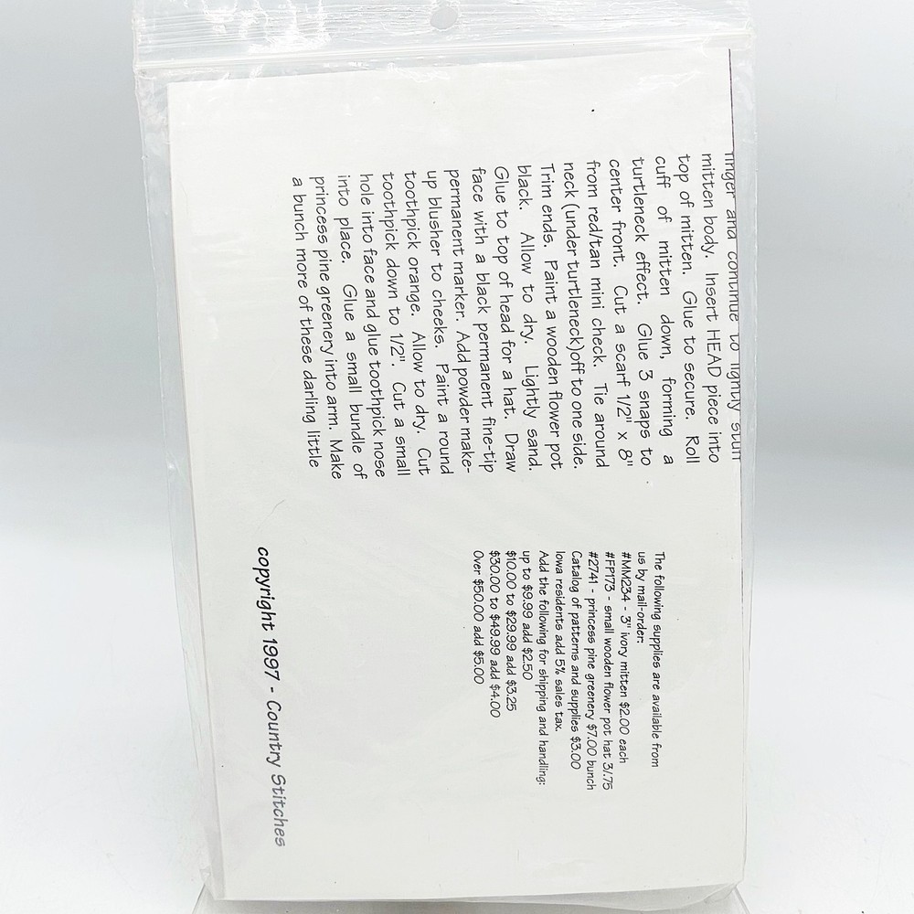 Country Stitches Mittens Snowman Pattern #234