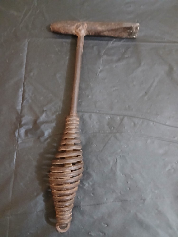 Vintage Iron Welding Hammer Chipping Tool with Coil Handle