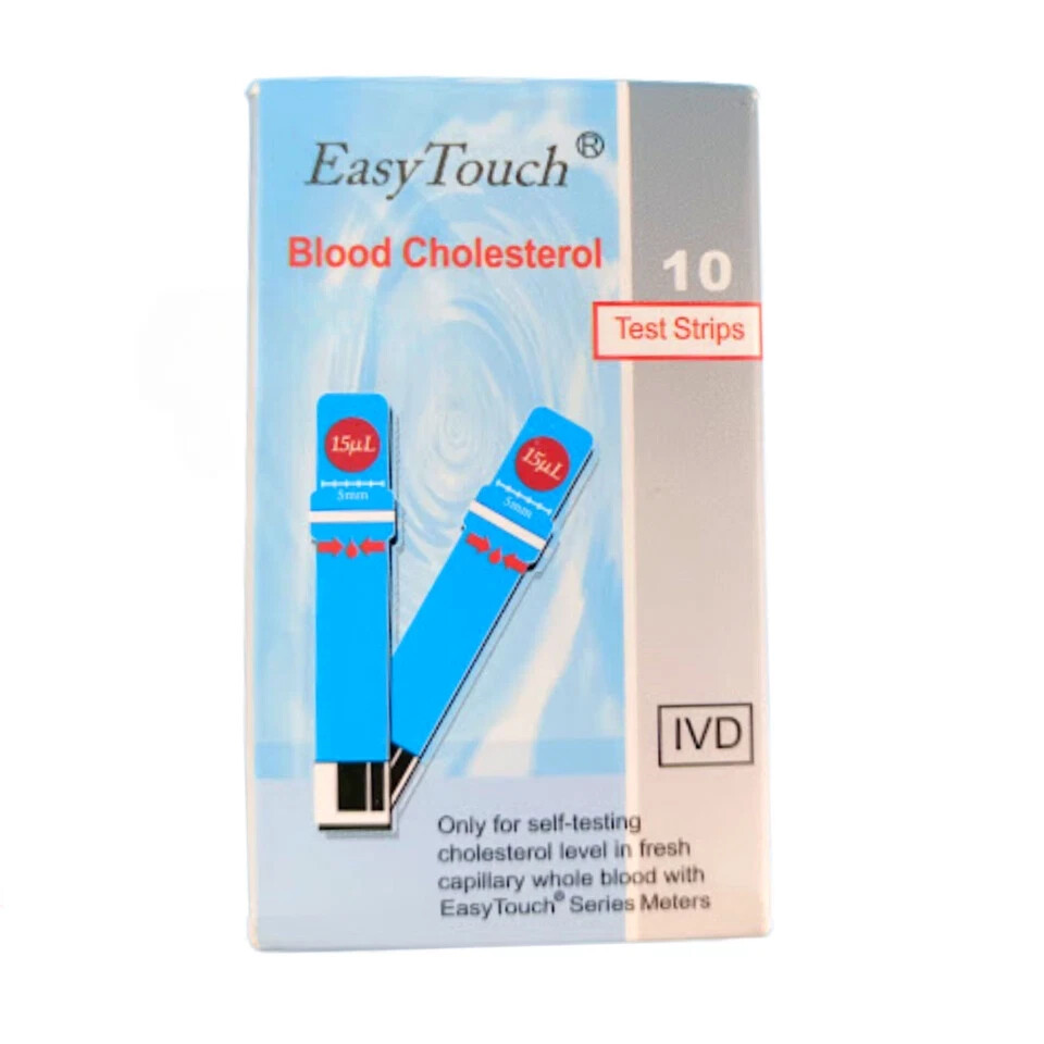 Original New 10 Test Strips Easy Touch For Cholesterol Level Check