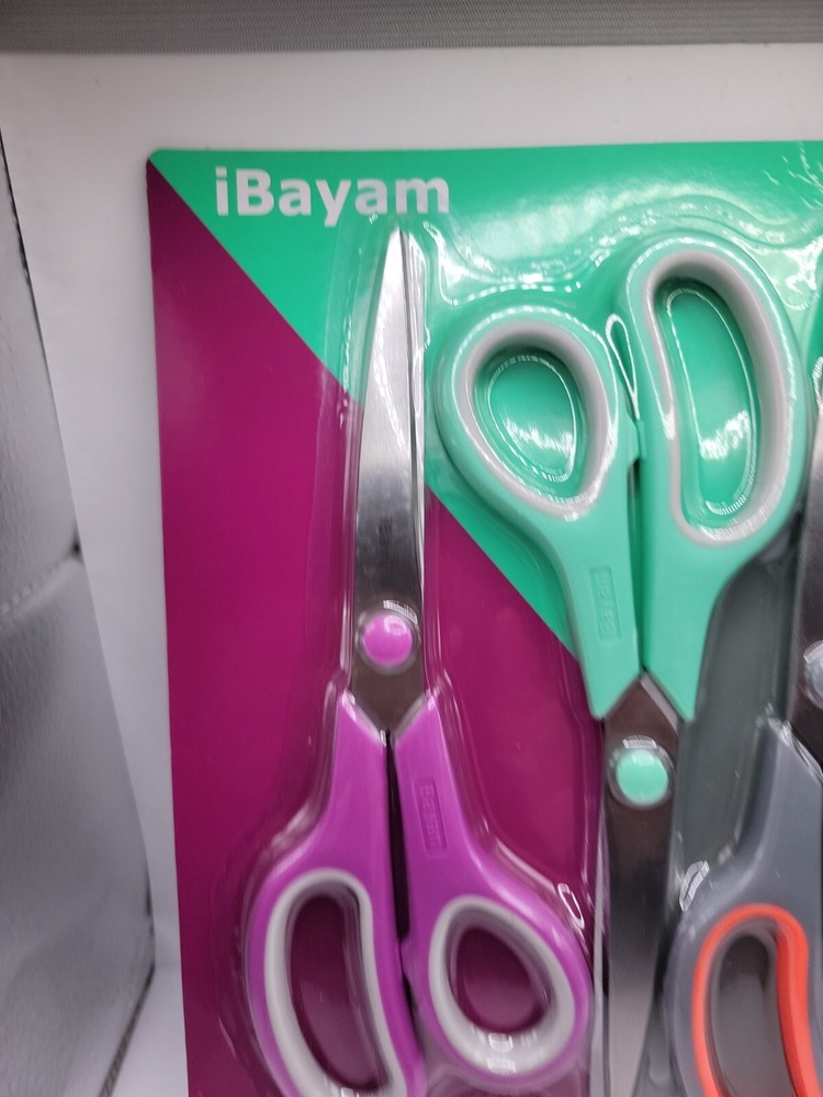 Scissors iBayam 8" Multipurpose Scissors Bulk 3-Pack Ultra Sharp Blade Shears