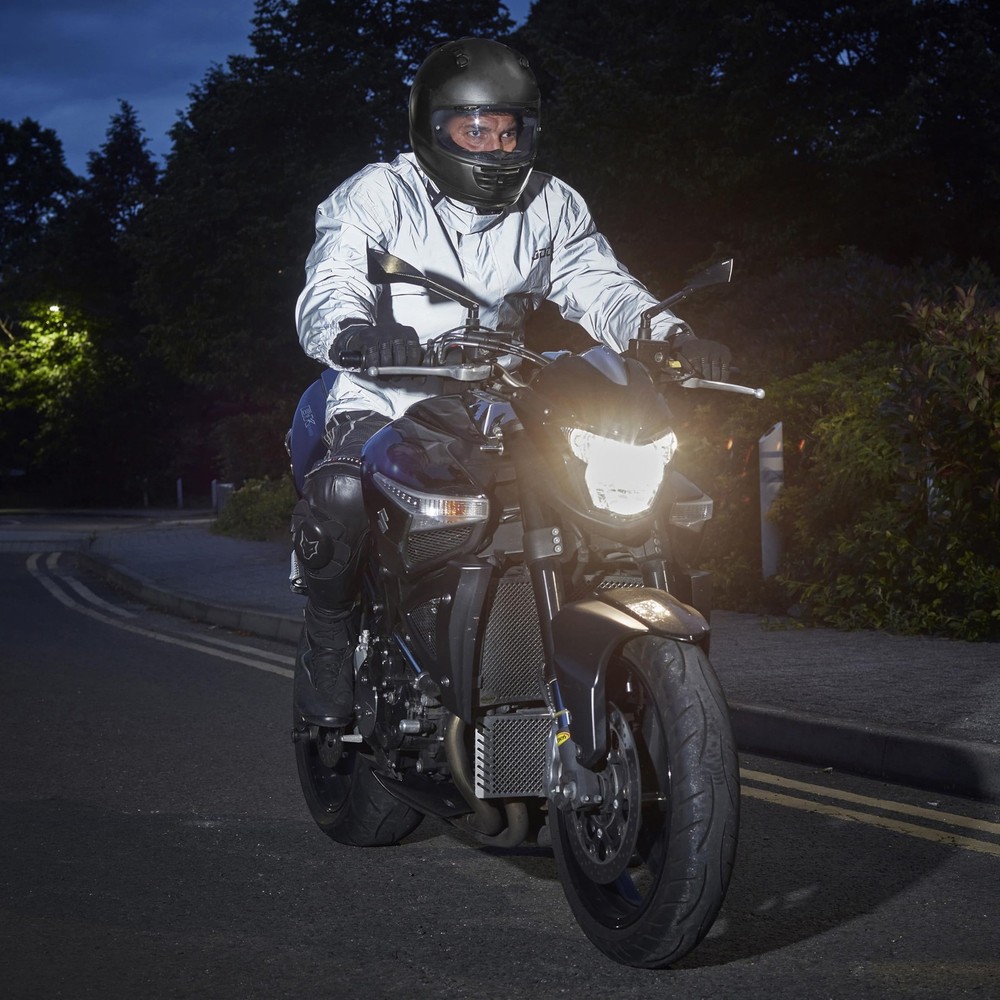 Waterproof Motorcycle Rain Cover Jacket High Visibility Shield Reflective...