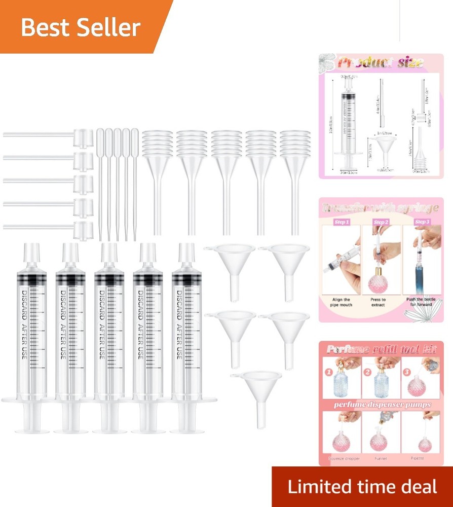 25 Pcs Perfume Refill Tool Kit Plastic Clear Dispenser Transfer Tools