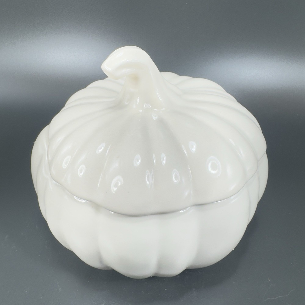Home Interiors Stoneware Ceramic Pumpkin Shape Canister Cookie Jar Container