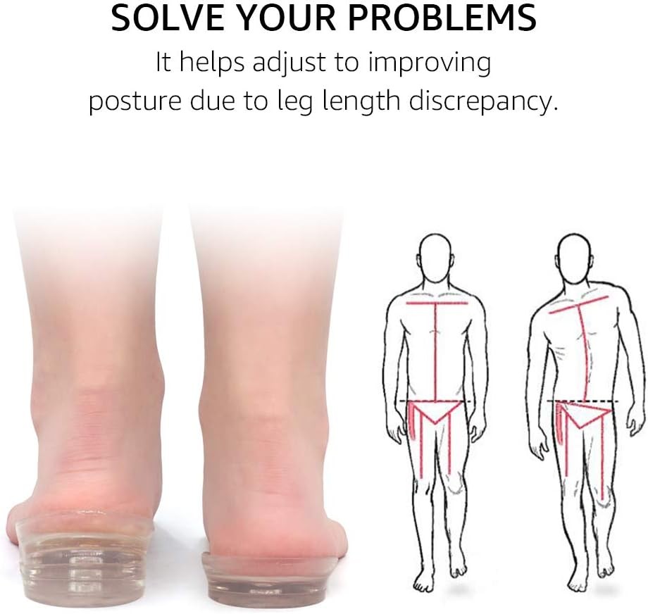 Dr.Foot Adjustable 5-Layer Height Increase Insoles, Silicone Heel Transparent