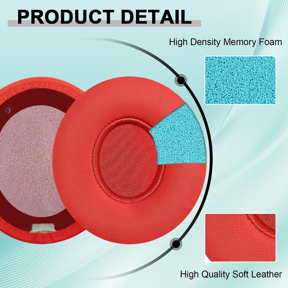 Replacement Ear Pads for Beats Solo 2 & 3 Wireless On-Ear Red