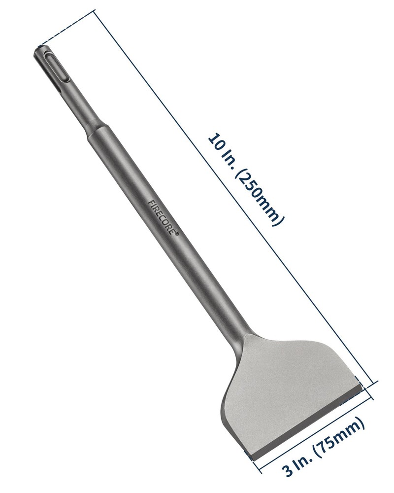 Firecore SDS Plus Chisel 3 Inch Wide by 10 Long, Cranked 1Pcs, Silver