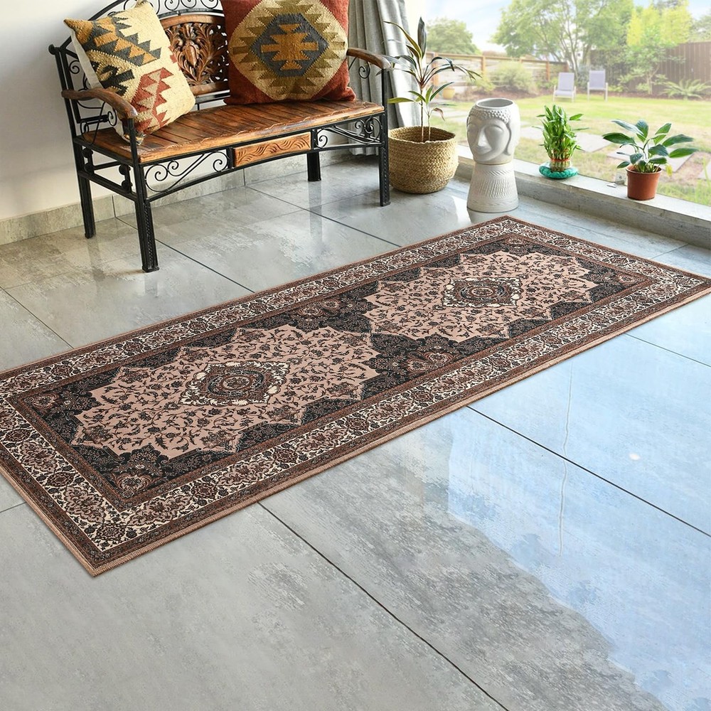 Rtizon Runner Rug for Bedroom, 2x6Ft Machine 2' x 6' (Rectangular), Brown