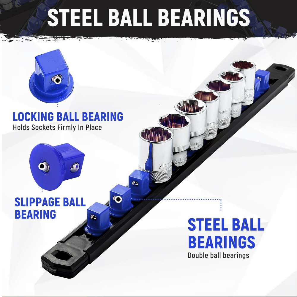 Magnetic Socket Organizer, 3-Piece Heavty Duty ABS Socket Holder, Socket Rail...