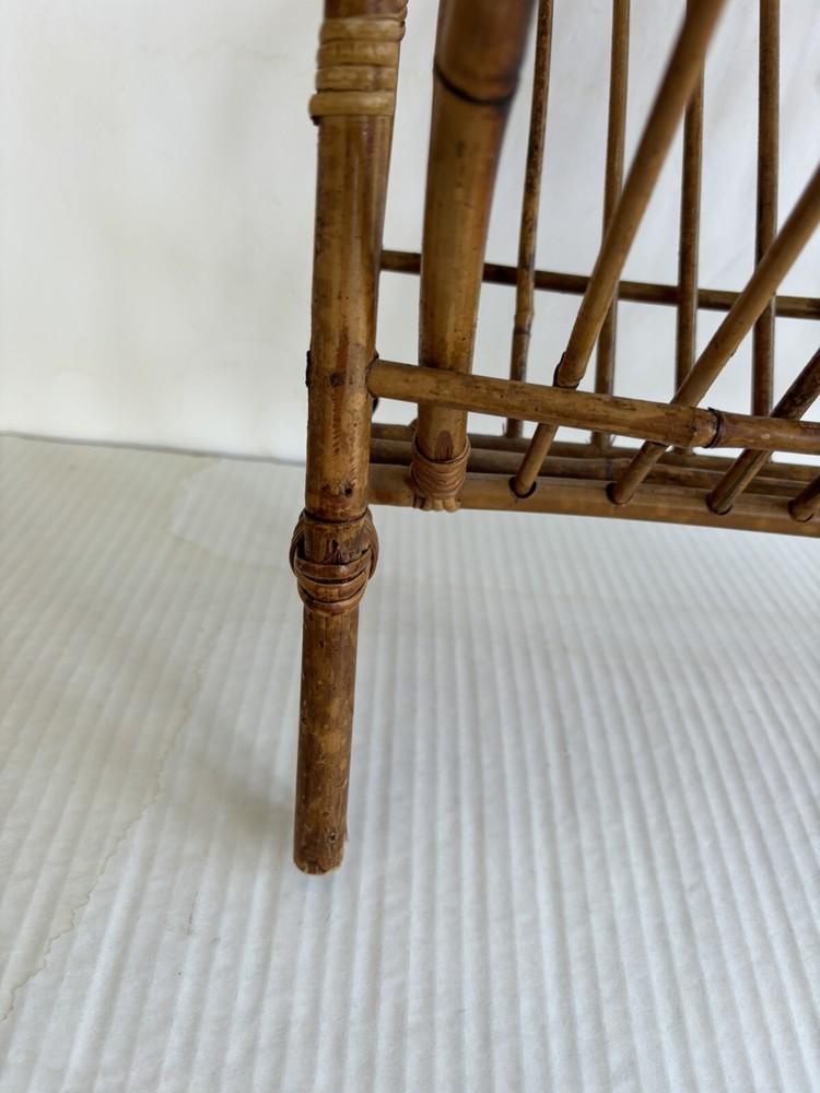 Vintage Boho Chic MCM Bamboo Magazine Holder/Rack Foldable