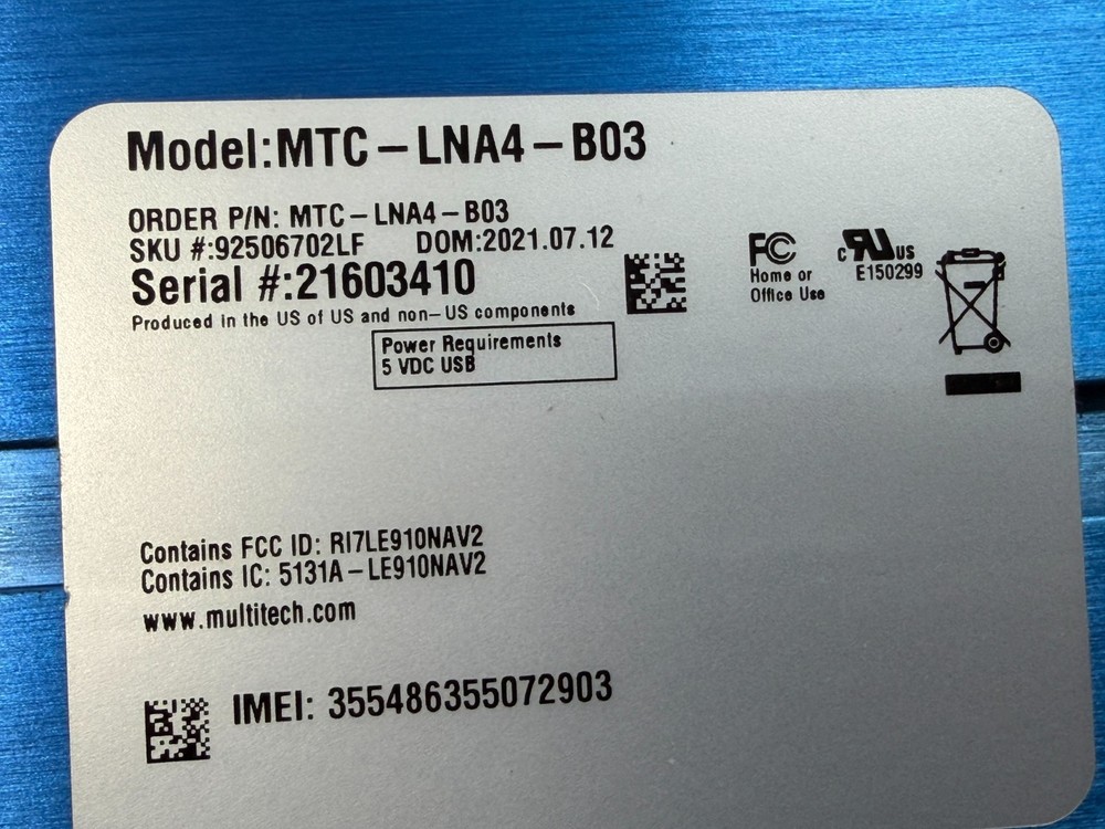 MultiTech MultiConnect Cell MTC-LNA4-B03-KIT LTE Cellular Modem