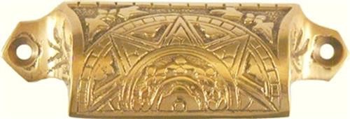 (5 Pack) 3-1/8 inch Victorian Sunburst Bin Pull Cast Brass