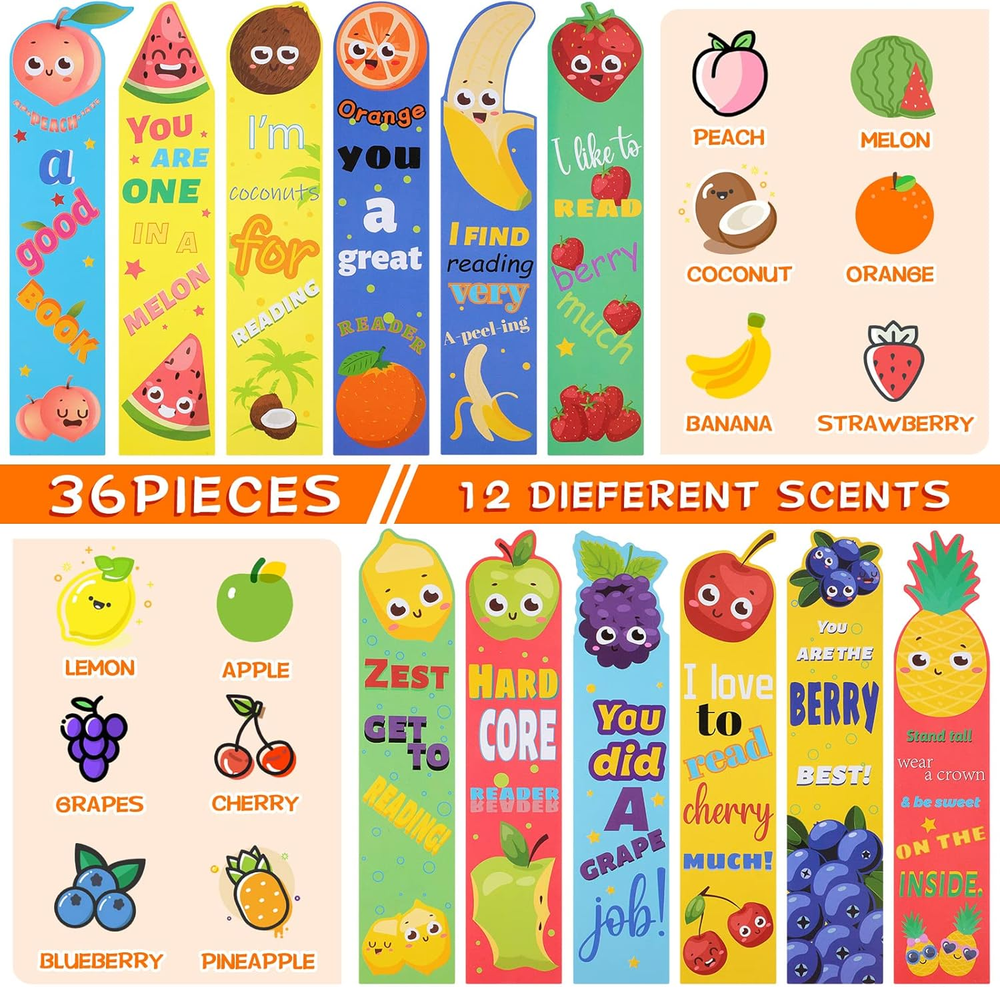 Bookmarks for Kids Scratch and Sniff Bookmarks Fruit Scented Fun Bookmarks Class