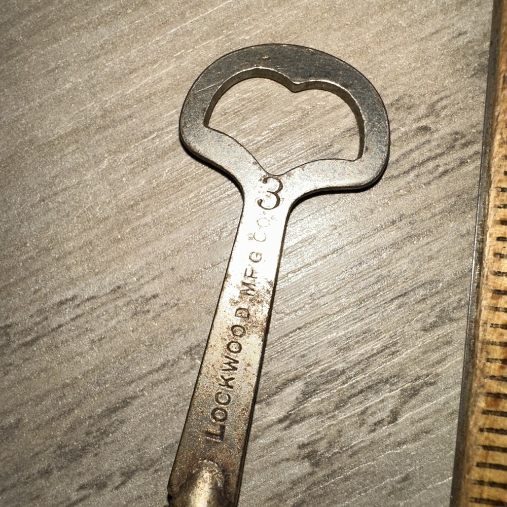 Antique Skeleton Key Lockwood #3 Legit Antique Key! Solid Barrel