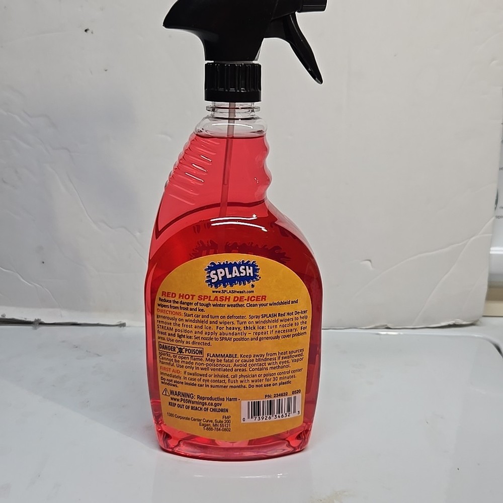 SPLASH Red Hot De-icer Windshield and Wipers Trigger Spray 32 Ounce Bottle New