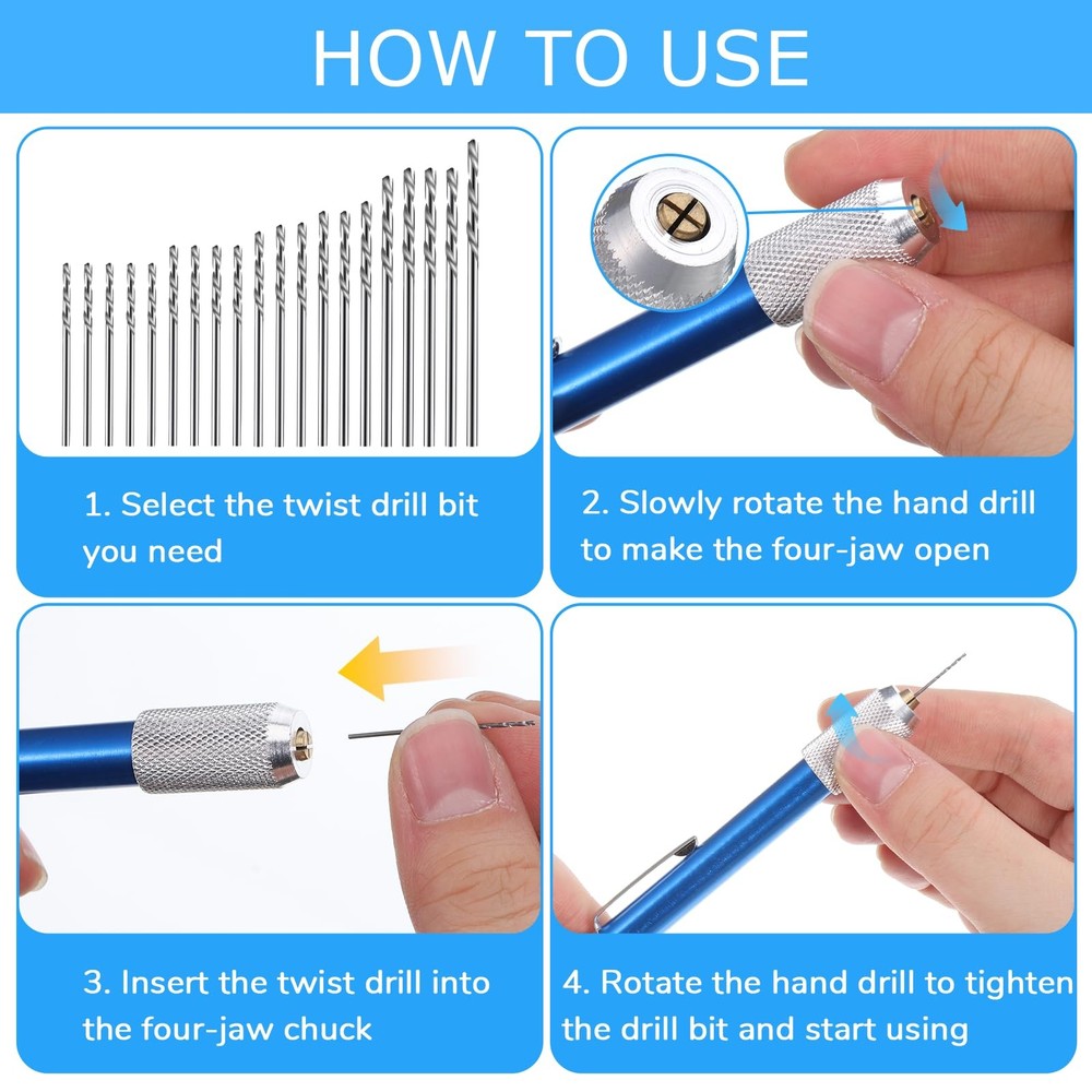 21 PCS Metric Mini Micro Drill Bit Set, Carburetor Jet Drill Bits Pin Vise Set