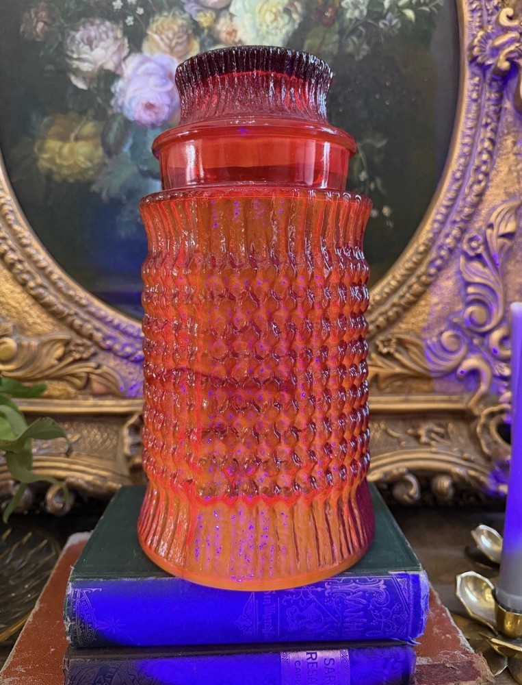 L.E. Smith Amberina Haystack Large Canister