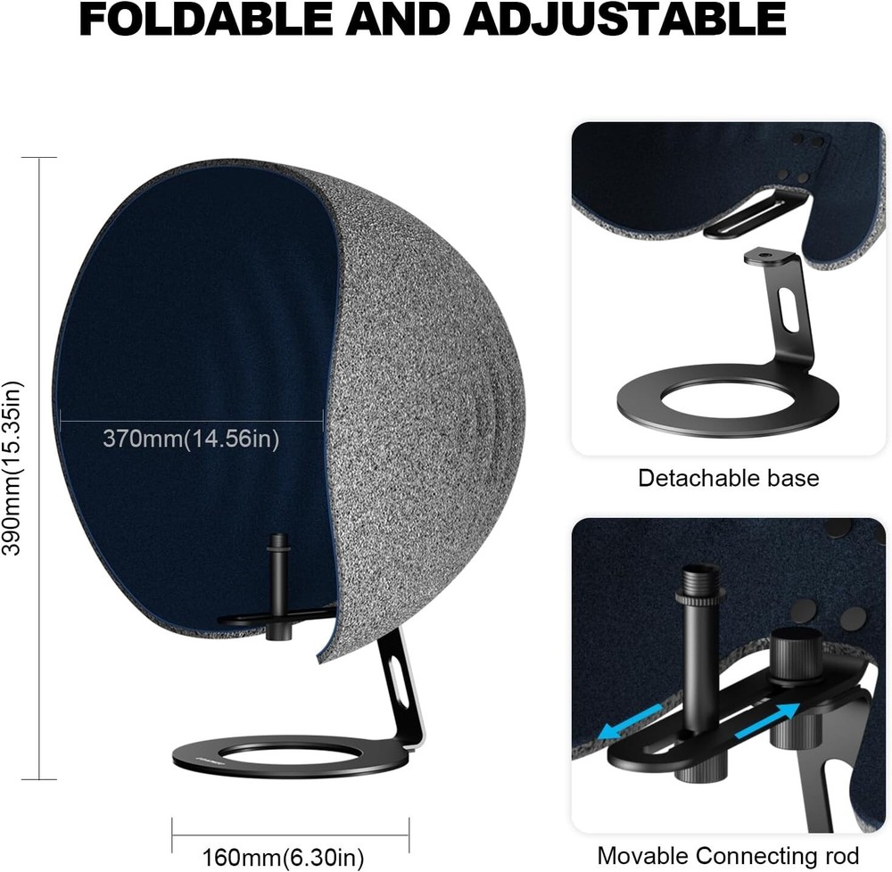 Versatile 360° Microphone Isolation Shield - Compatible with Blue Yeti & More