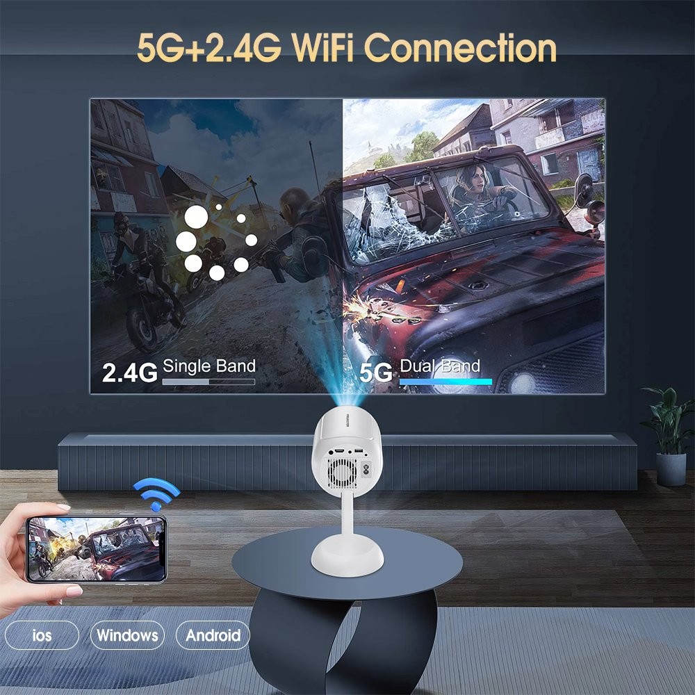 Mini Projector 1080P 4K 5G WiFi Android Smart Projection Short Throw Projector