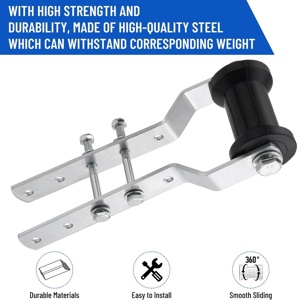 4" Adjustable Rubber Keel Roller with Panel Bracket Assembly for 2" Wide Tongue