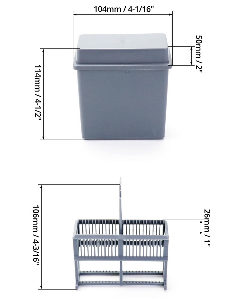 QWORK Microscope Slides Staining Jar and Rack, 24-Slots, 4 Pack, Grey