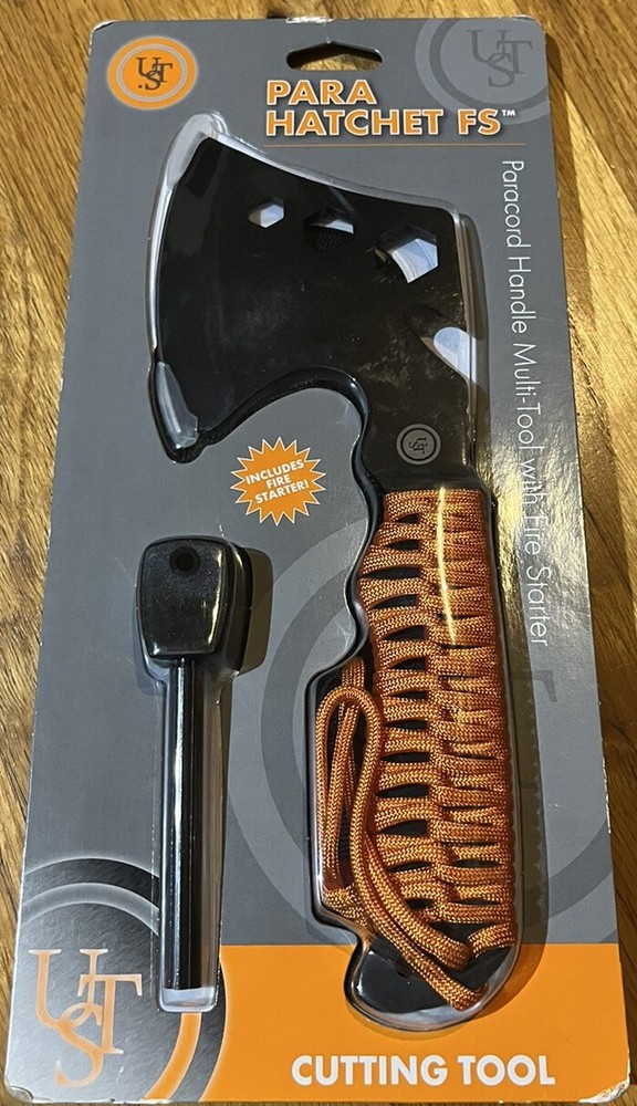UST Para Hatchet Multi Tool with Fire Starter, Stainless Steel, Orange Paracord