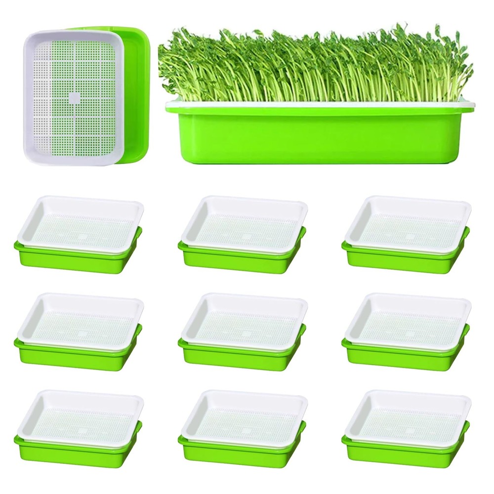 10Pack Seed Sprouter Tray Kit for Microgreens, Cat Grass & Wheatgrass