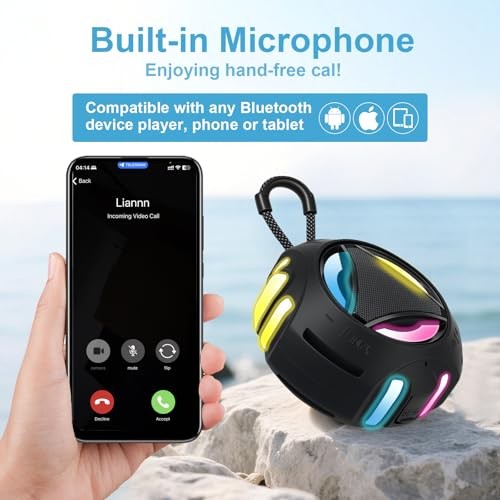 Bluetooth Shower Speaker Waterproof, Portable Bluetooth Speakers Black