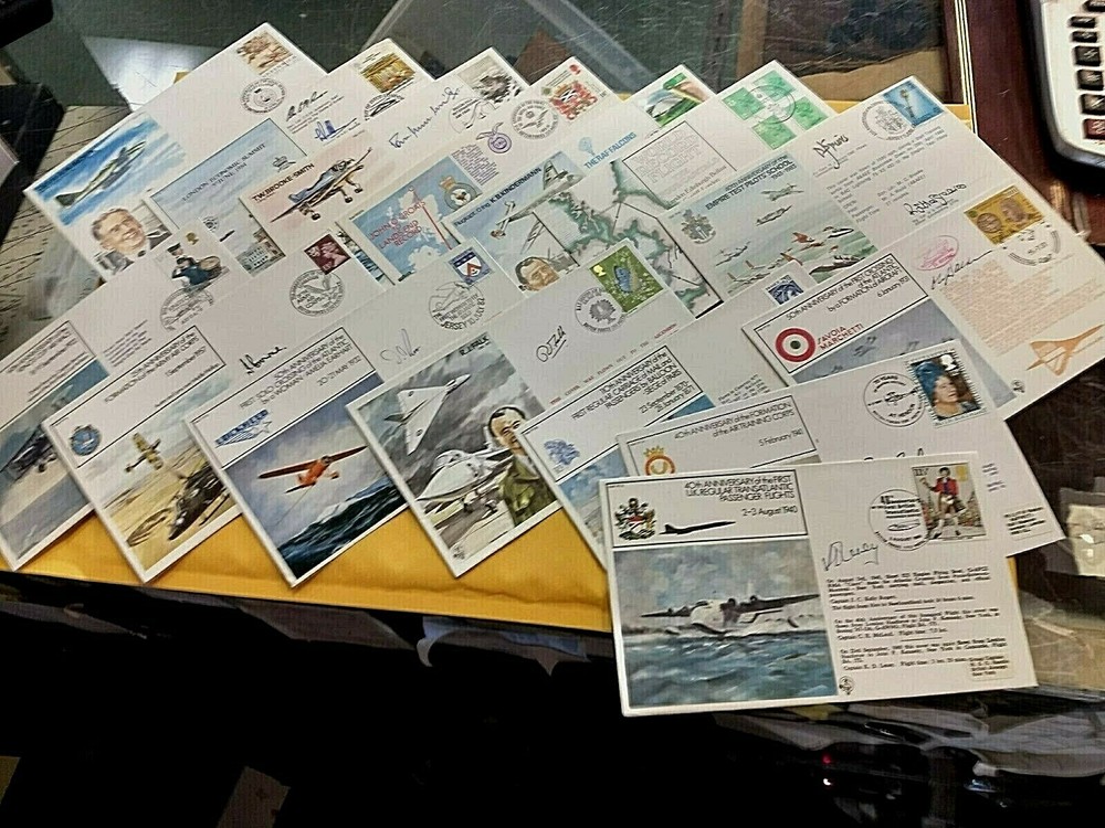 KAPPYS BRITISH FLIGHT AVIATION ANNIVERSARY COVERS 36 DIFF ALL SIGNED CS1186