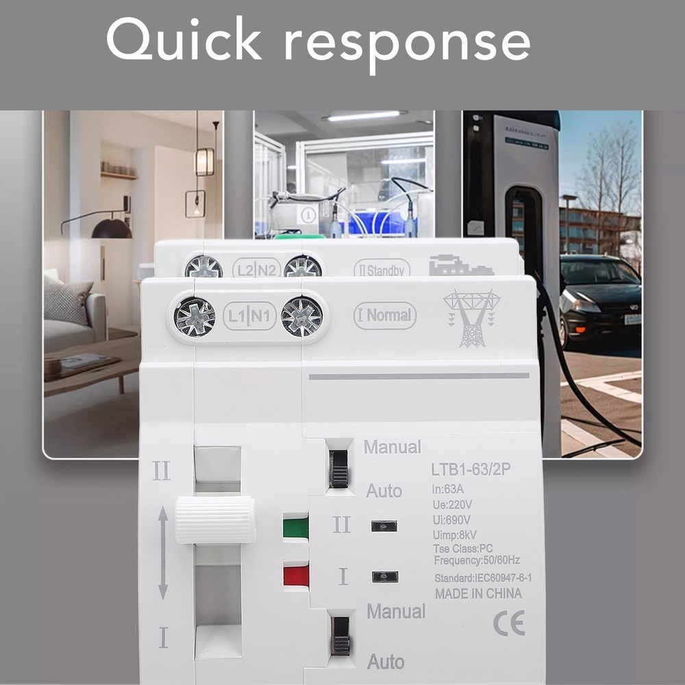 Double Power Automatic Transfer Switch 63A 2P ATS Power Transfer Switch♡