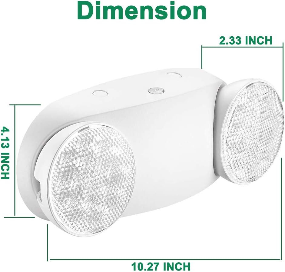 6 pack LED Emergency Light White, Exit Sign Light Adjustable Dual Head Battery