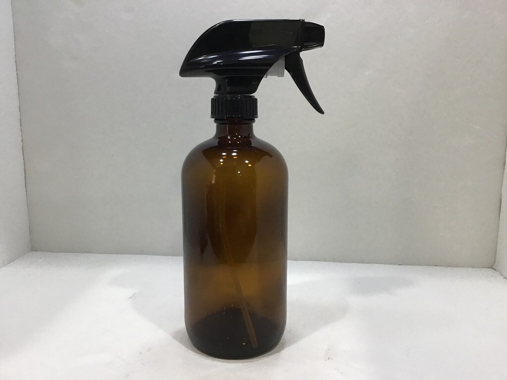 Empty Amber Glass Pump Spray Bottle 16 oz Refillable Container