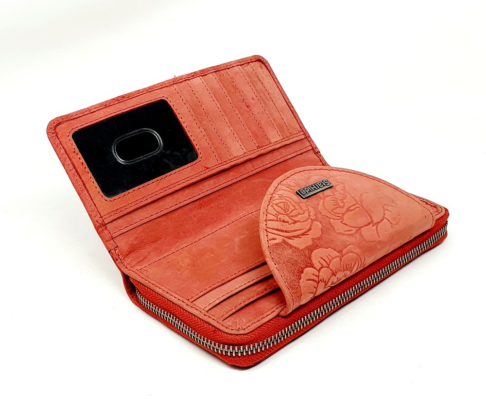 STARHIDE Womens RFID Blocking Embossed Floral Real Distressed Hunter Leather