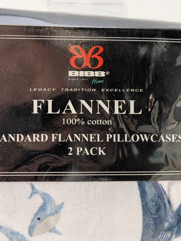 BIBB Pillowcases 2 Pack White Blue Whales New