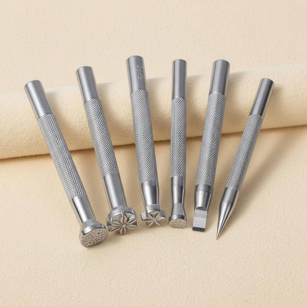 6 Pieces Leathercraft Stamping Tools Clear Designs Saddle Making Stamp Tools