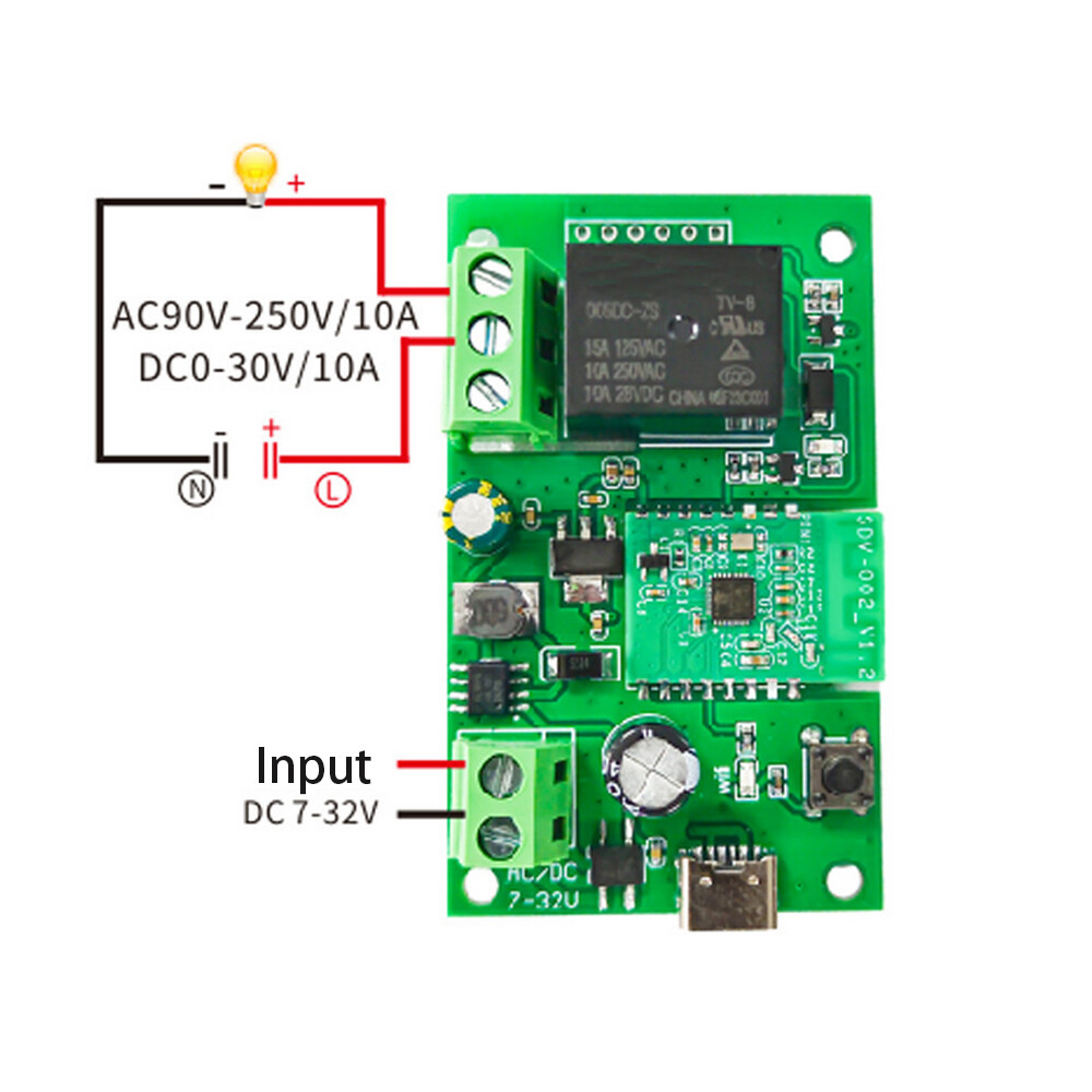 3pc DC7-32V Smart APP Bluetooth WIFI Self-Locking Relay Switch Module Type-C