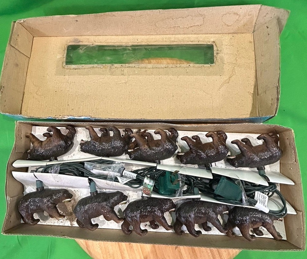 Ten Bear Light Set String Brown Bear w/ Trout Fish New