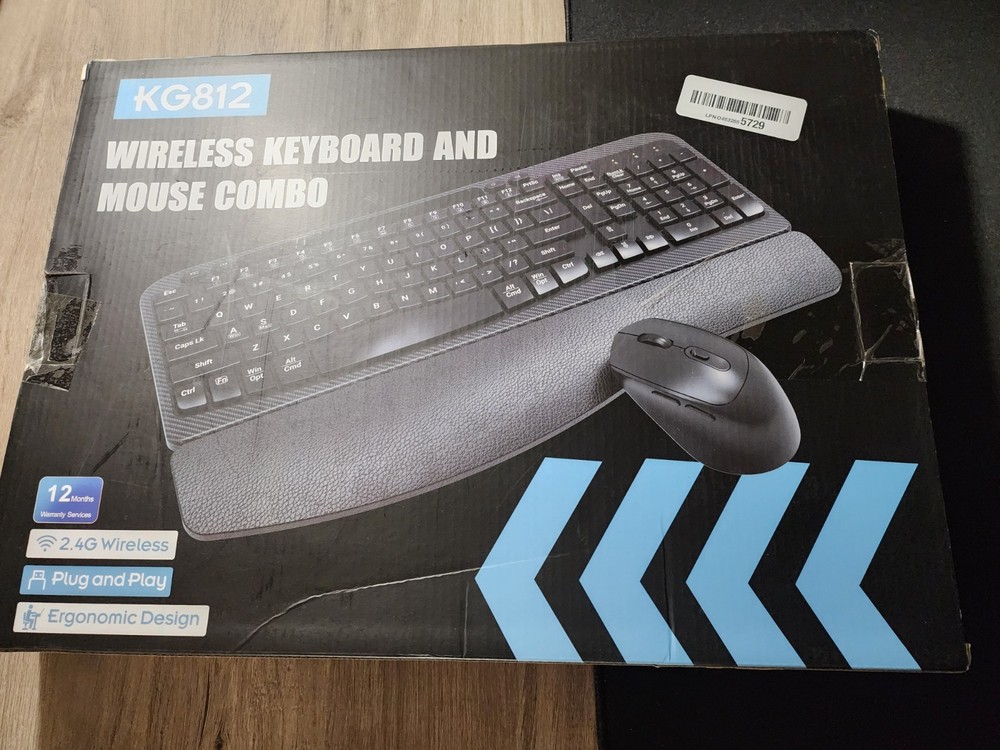 Wireless Keyboard and Mouse Combo, Wave Keys Full-Sized Ergonomic Keyboard with