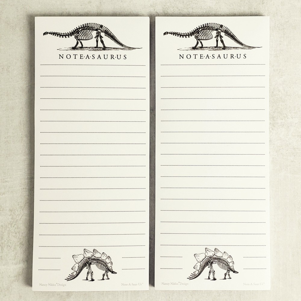 DINOSAUR (Bones) Refrigerator Notepads. Set of 2 Pads. NOTE-A-SAURUS
