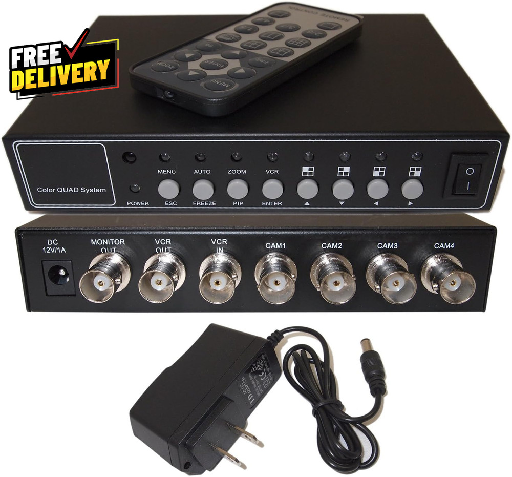 Office Home Analog Video Security Camera CCTV Color Quad Splitter Processor ....