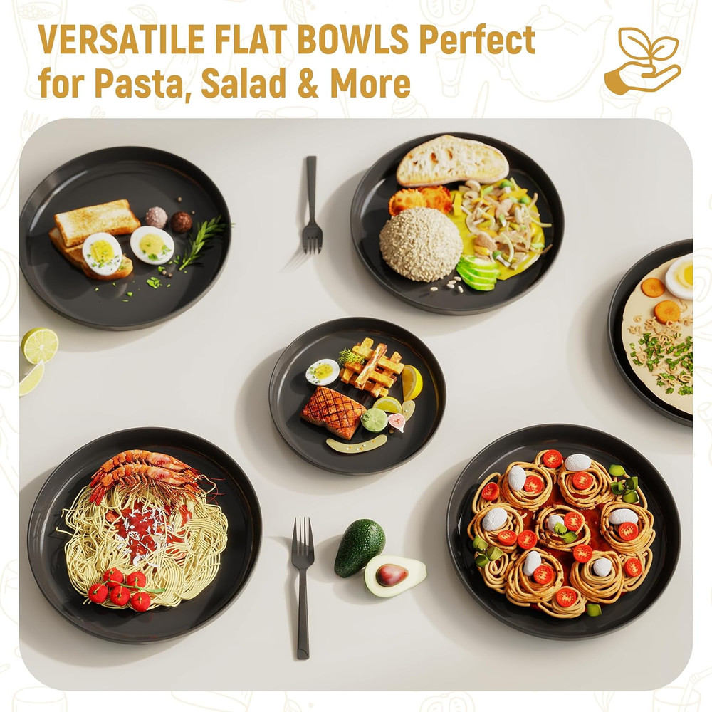40 Piece Apartment Essentials Dinnerware Set, Stackable Space-Saving Plates & La