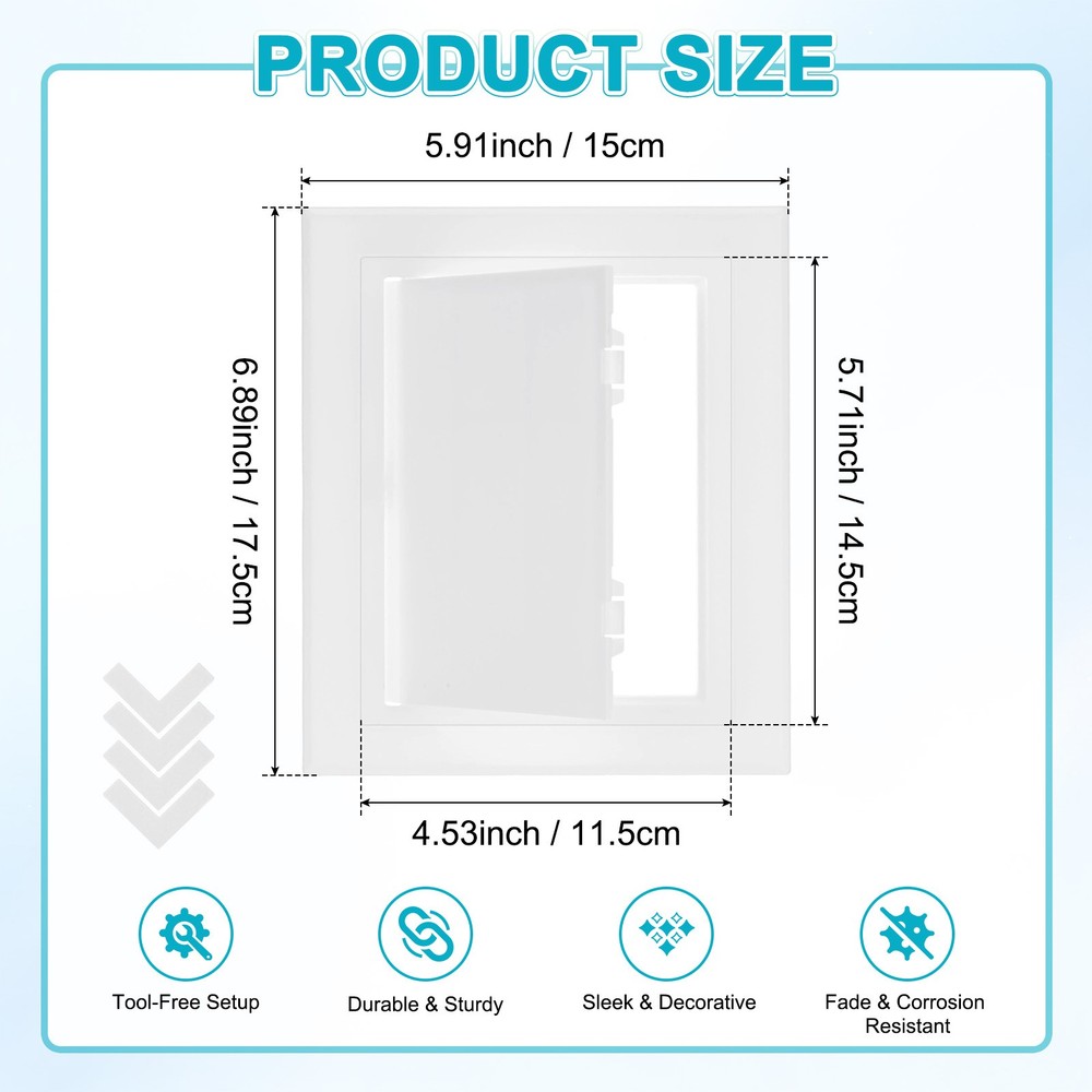 1-Pack Access Panel for Drywall, 4.5x6" Plastic Self Adhesive Covers [White]