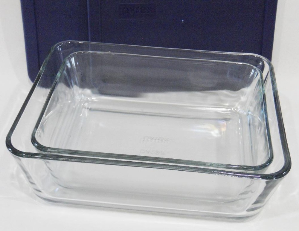 ❤️ New PYREX Simply Store 6 CUP or 11 CUP RECTANGULAR Glass Storage Dish & BLUE