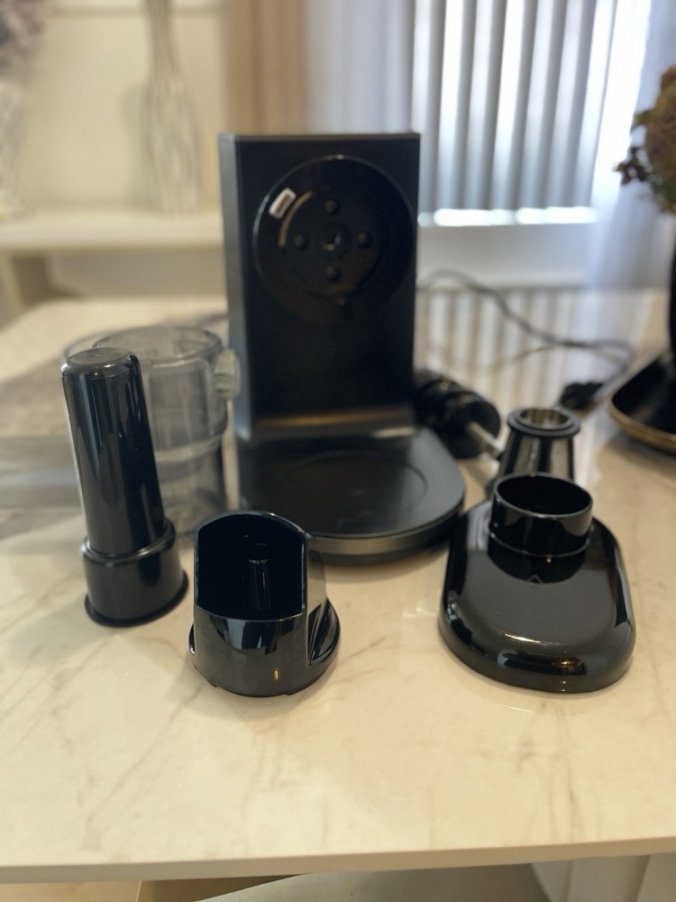 Aicook Electric Masticating Juicer Black Silver Reverse Function Brushed 6 Parts