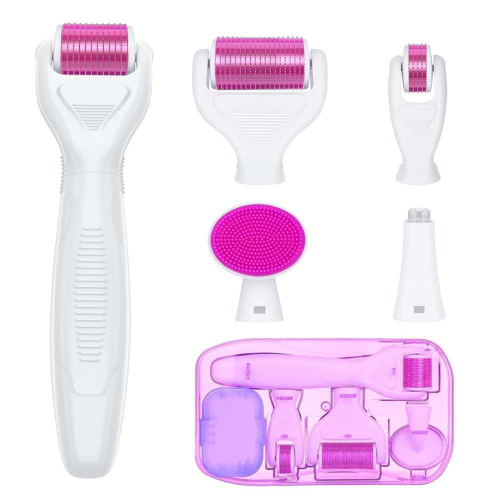 White Roller for Face and Body 6in1 Roller Kit Micro Roller with  Replace Heads