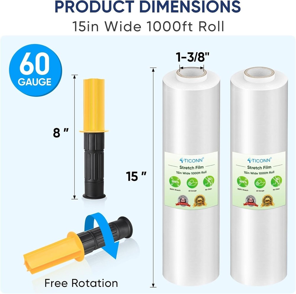 Brand New Stretch Wrap Roll 15 Inch White Plastic