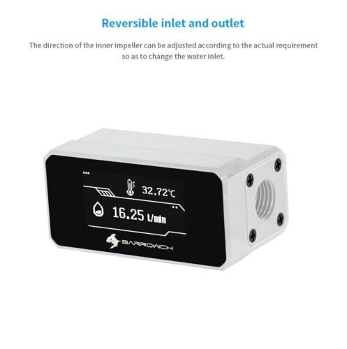 G1/4 Thread 2 Way Water Cooling Flow Meter Indicator Temperature Digital Display
